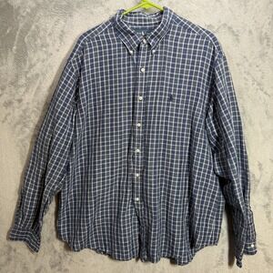 Polo Ralph Lauren Linen Blend Button Down Shirt‎ Classic Fit Plaid Mens Size 2XL